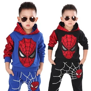Fashion boys cotton shirt Spiderman boy set