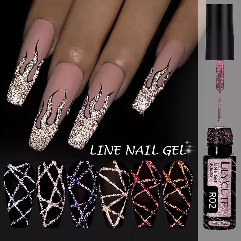 Gel Liner Nail Art Esmalte em Gel reflexivo lily cute ponta Fina