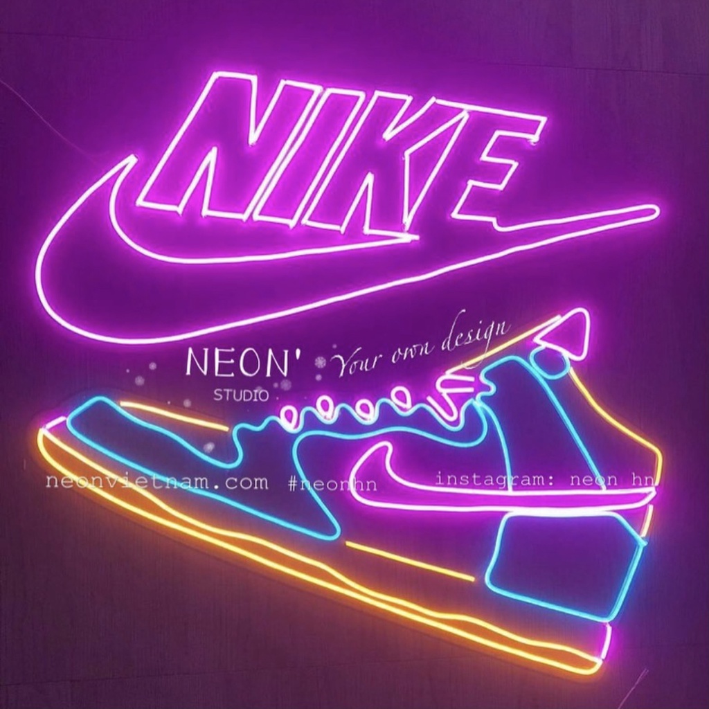 Placa Luminária Neon Led - NIKE 50x50cm