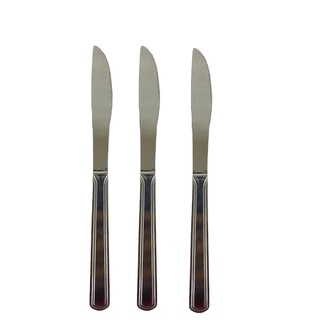 Kit 3 Faca Inox Talher Prateado 20cm