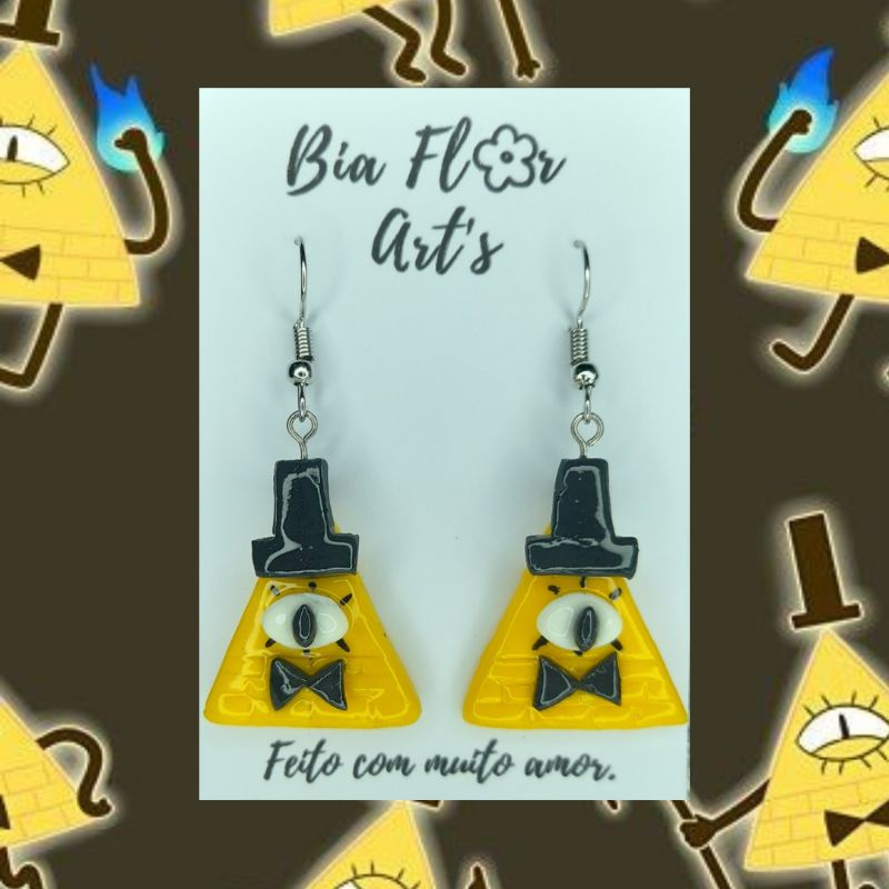 Brincos Bill Cipher - Gravity Falls - Biscuit | Shopee Brasil