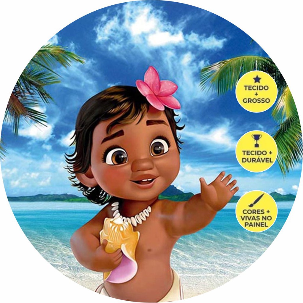 Painel Redondo Tecido Sublimado Moana 1,5 De Diam