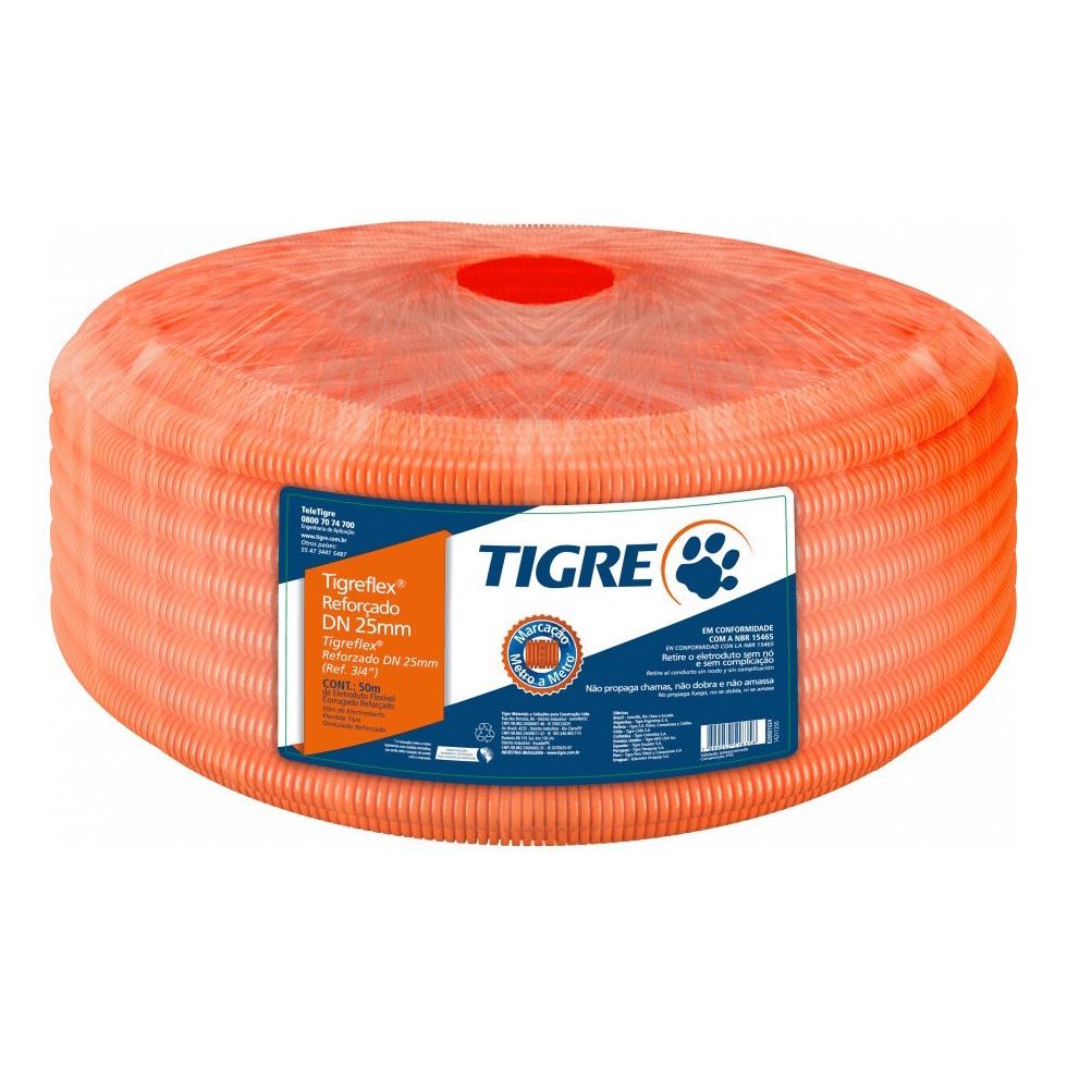Conduite Corrugado Laranja 25mm 3/4 50mts - Tigre | Shopee Brasil