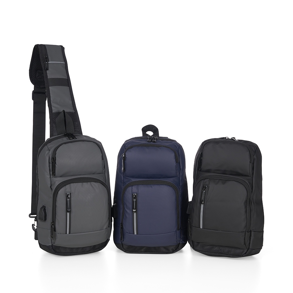 Mochila de ombro com entrada USB lateral