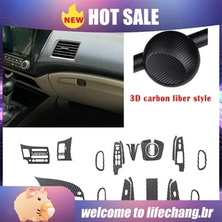 (Entega em-24 Ras) Um Conjunto 3D Padrão De Fibra De Carbono Decalques Interior Do Carro Guarnição Para Honda Civic 2006-2011