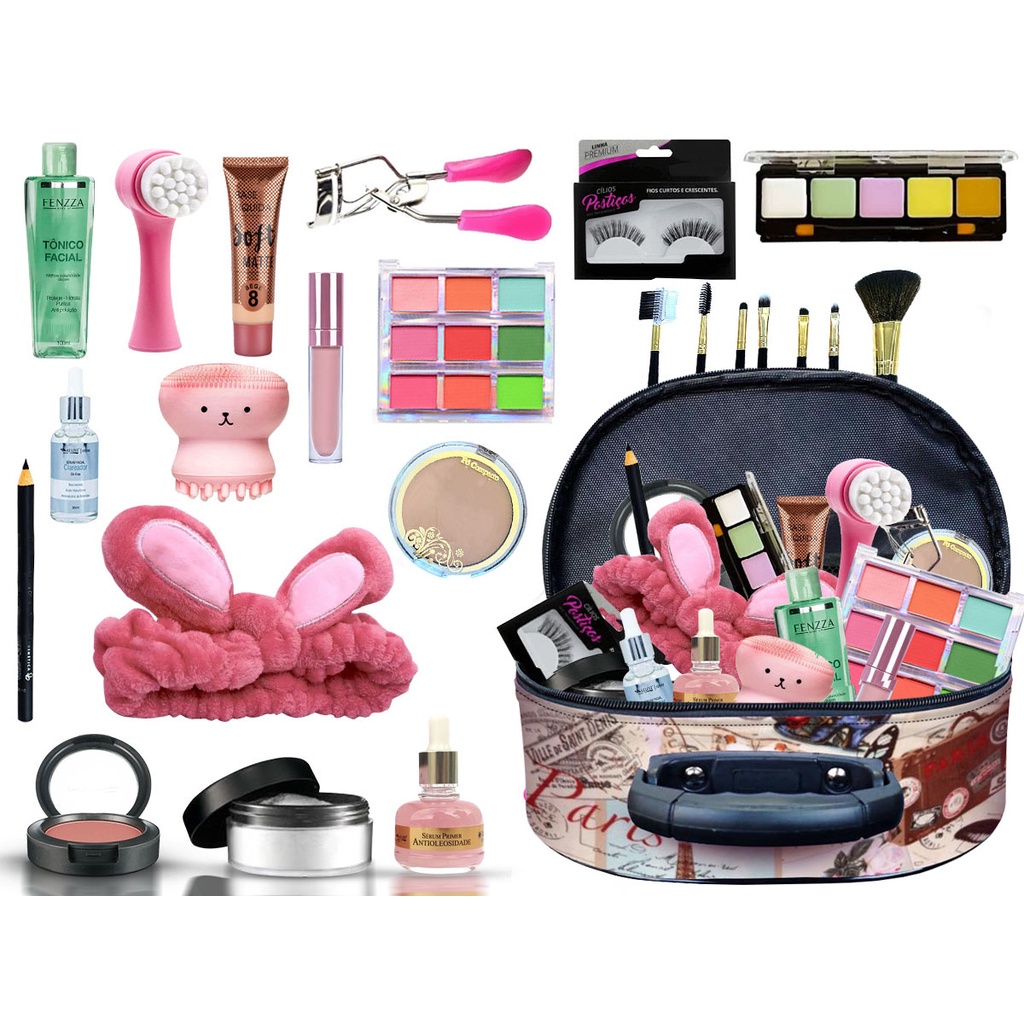 Maleta de Skincare Completo Com Maquiagens do dia a dia KBPLP27 ...