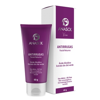 Anasol Viso Creme Facial Antirrugas Noturno com Ácido Glicólico - 60 g - Vegano