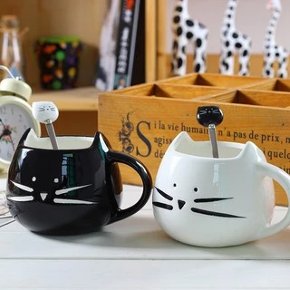 Copos De Cerâmica Com Colher / 400ml / Xícaras Para Chá / Café / Leite Com Alça