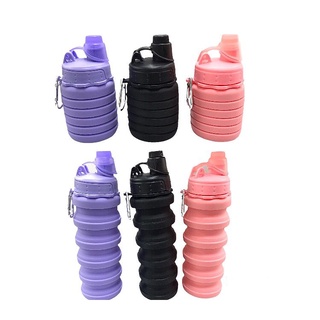 Garrafa Silicone Retrátil Dobrável Portátil De 250ml A 500ml Colorida