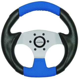 Volante pequeno Esportivo de 28 cm para Buggy e Fusca Prata e Azul Acessórios Automotivo