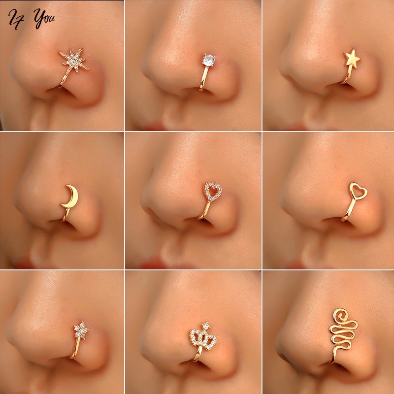 Piercing De Nariz Dourado/Cristal/Coração/Estrela/Presilha/Acessórios