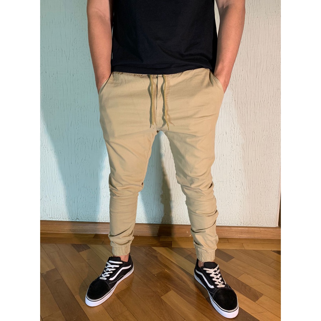 Calças jogger slim fit com cordão - Homem