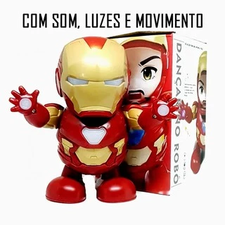 Brinquedo Robo Dançarino Boneco Homem De Ferro - Marvel - Com Som Luz E Movimento
