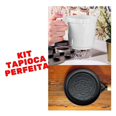 Kit Polvilhador Goma Tapioca E Panela De Ferro Para Tapioca
