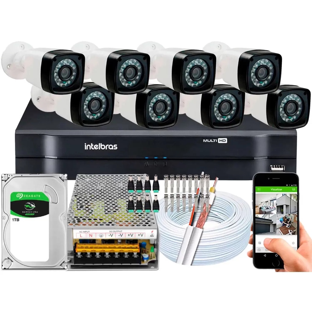 Kit 8 Cameras de Segurança 1080p Dvr Intelbras Full Hd 8ch c/ hd 1tb ...