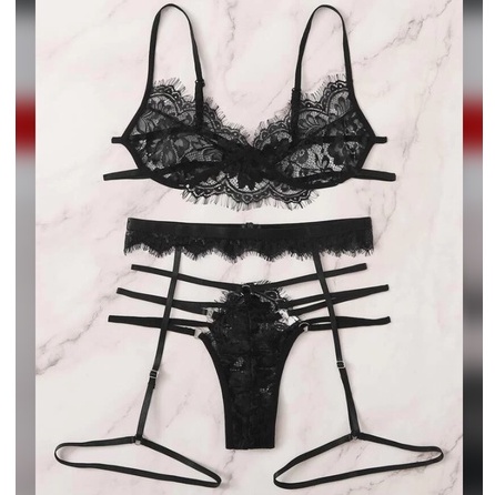 lingerie de tira preta sexy