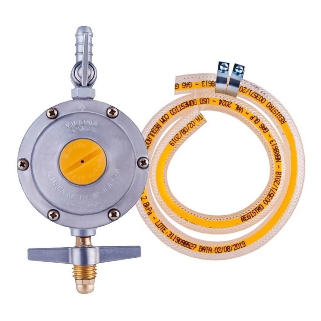 Kit Mangueira e Registro de Gás 1,25M Com Regulador 506/01 Aliança