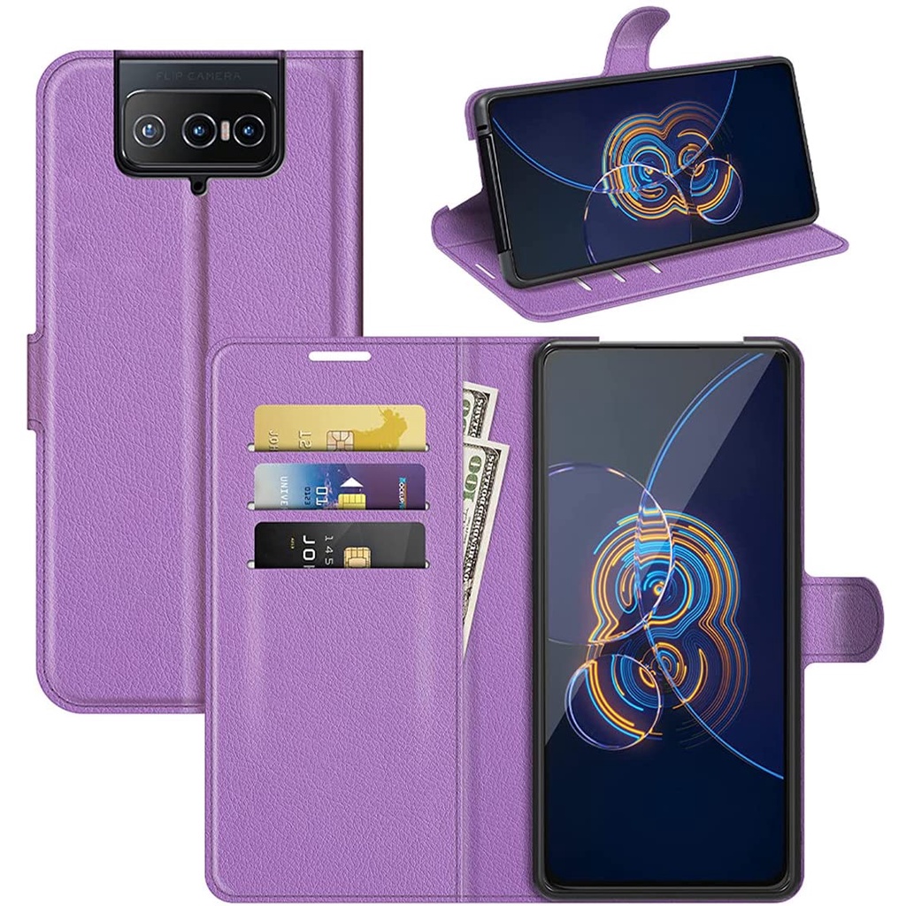 Étui Ceinture Pour Asus Zenfone 8 Flip - Holster En Cuir Artificiel Et Feutre, Noir