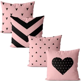 Kit 4 capas de almofadas decorativas geométrica rose 42x42