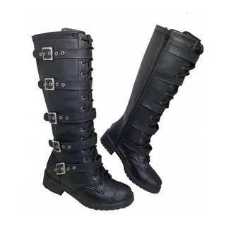 Bota Montaria Coturno Estilo Militar 5 Fivelas Véria Punk Rock Moto Motoqueiro