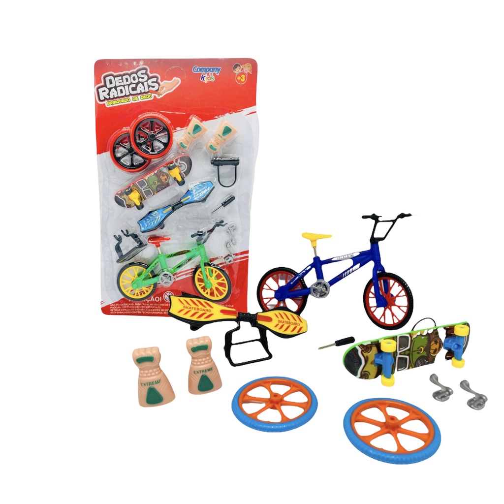 Skate Dedo 3un Mini Brinquedo Radical Com Bicicleta Kit Top