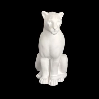 Escultura Pantera Sentada gesso cru 15 cm estátua decorativas peça de gesso.