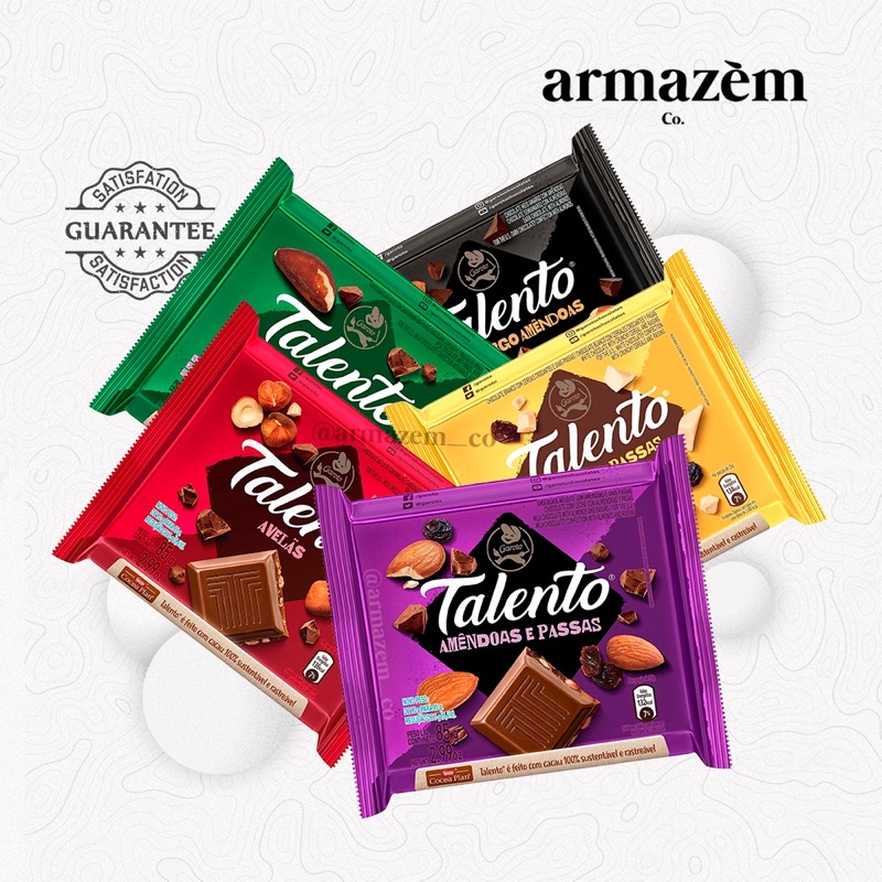 Kit 4 Barras de Talento Garoto 85g Chocolate de Todos Sabores
