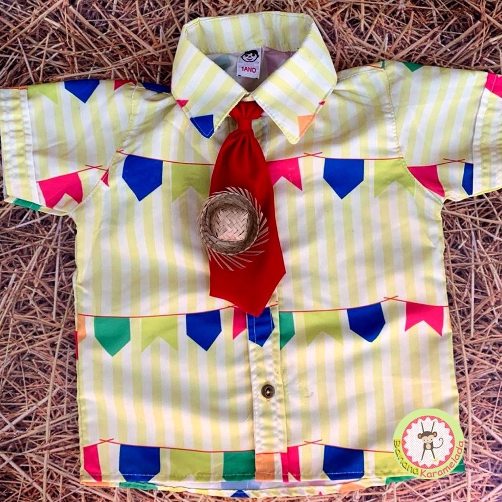 Camisa Festa Junina Infantil Menino Caipira São João Quadrilha Xadrez ...