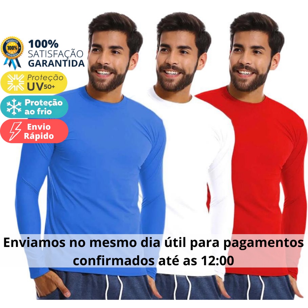 Camisas Proteção Solar Uv+50 Camiseta Segunda Pele Moda Praia Promoção Premium