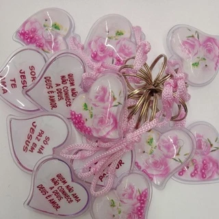 kit chaveiro gel coração com missangas 12 und frases variadas,MULER VIRTUOSA em Oferta na Shopee