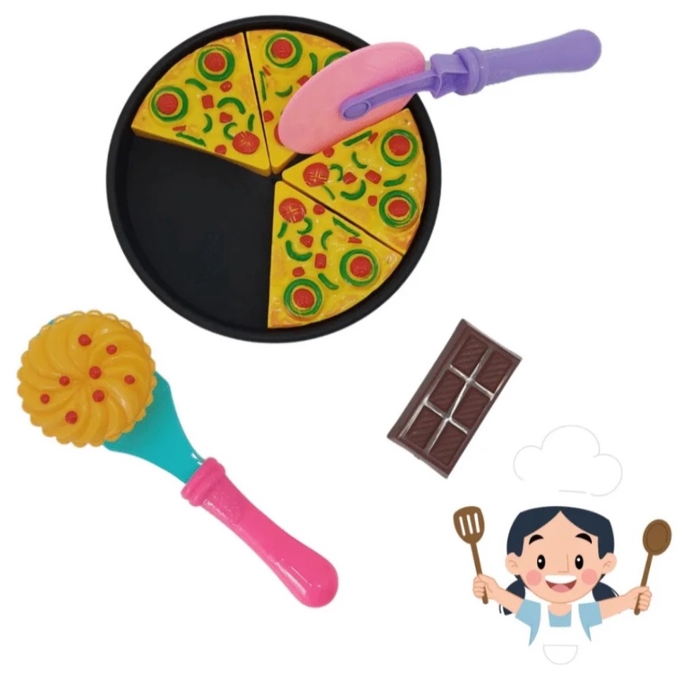 Pizza Brinquedo, comida para crianças cozinha,Jogo brinquedos comida,  ótimo para uma festa pizza fingida, cozinha fast food e brinquedo corte jogo.  Dedaiby