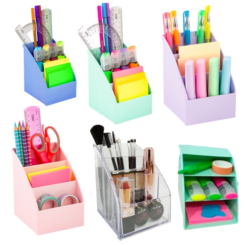 Porta objetos e organizador de mesa com 03 divisórias multiuso cores ...