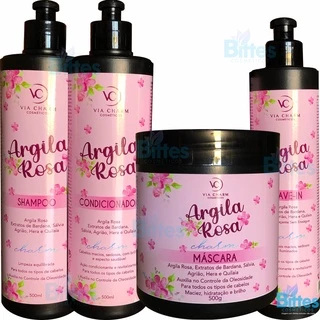 Kit Hidratação Capilar Argila Rosa Via Charm cabelo oleoso