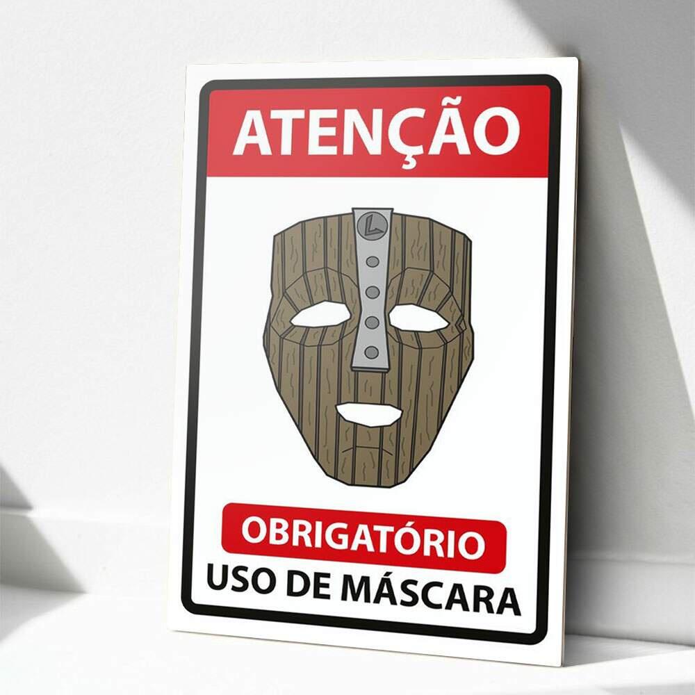 Placa Decorativa Atenção Obrigatório Uso de Máscara