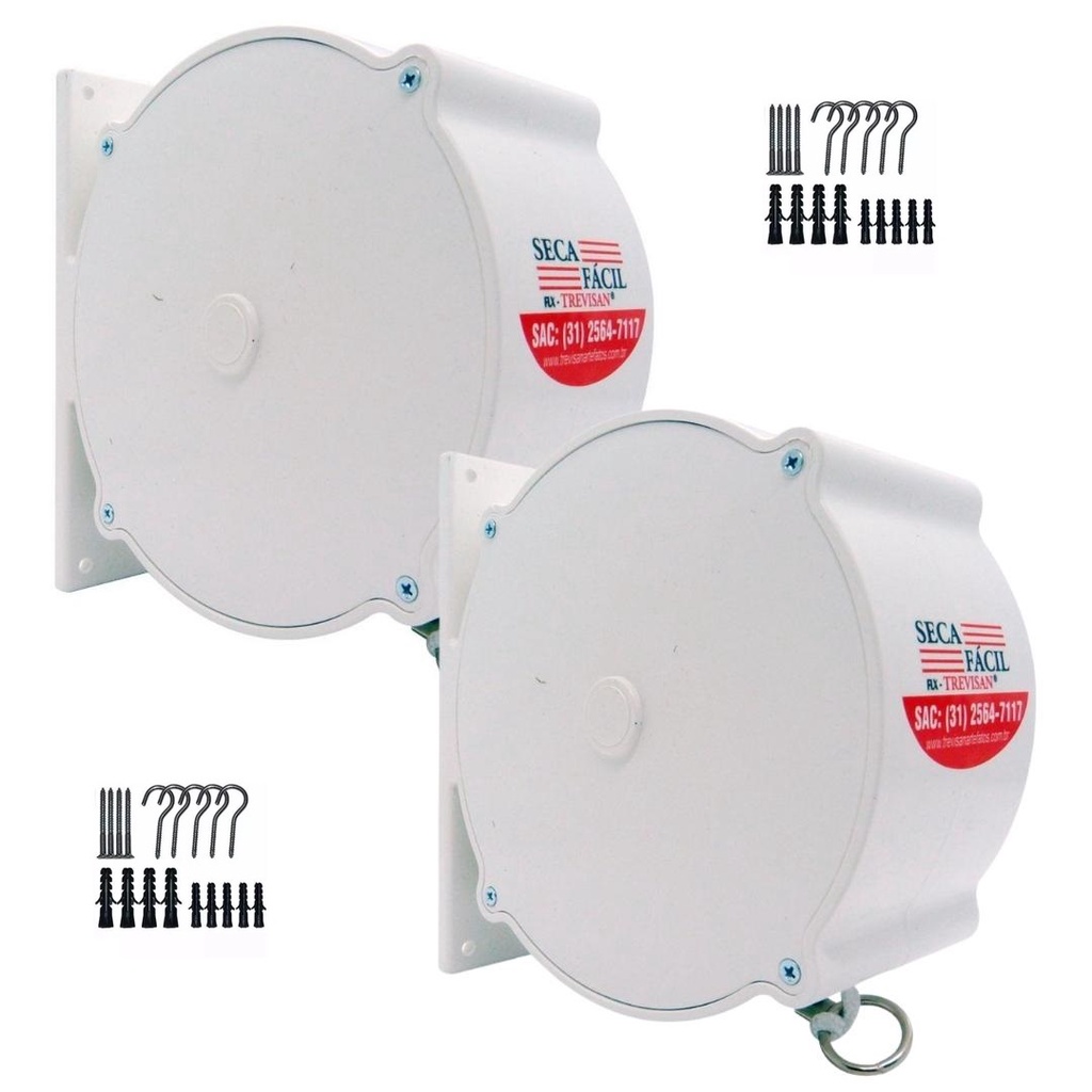 Kit com 2 Seca Facil Varal Recolhivel 30 Metros Trevisan