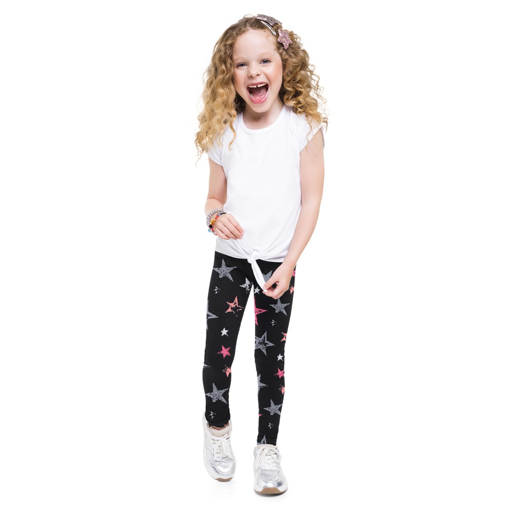 Calça legging infantil menina em cotton Brandili - Brandili