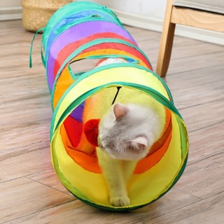 2 Pcs Túnel arco-íris para gatos, jogo dobráveis para gatos interior com  bolas jogo,Túneis interativos para filhote gato para amigos, pais A/r