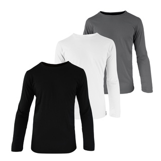 Kit 3 Camisetas Manga Longa Masculina Básica Blusa Cores Novas Sortidas Ducam