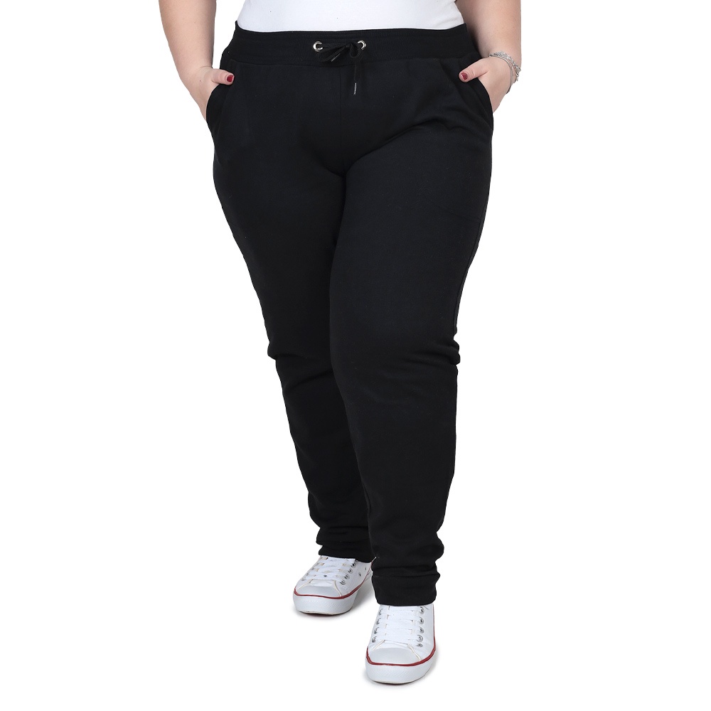 Kit 2 Calça de Moletom Feminina Masculina Lisa Plus Size Flanelada Com ...