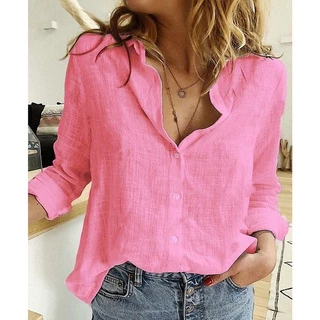 Camisas De Linho De Manga Comprida Soltas De Primavera E Outono Femininas De Tamanho Grande Spot