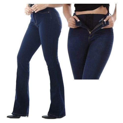 Calça jeans modeladora super lipo flare empina bumbum