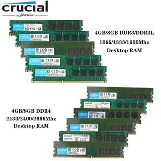 Crucial DDR4 DDR3 4GB 8GB 1066MHz 1333MHz 1600MHz 2133MHz 2400MHz 2666MHz 8500-19200U RAM UDIMM Memória De Mesa