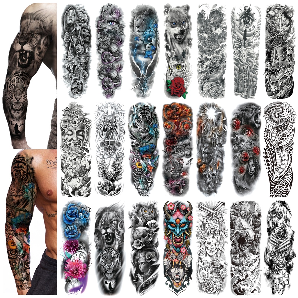 Em promoção! Grande Manga Do Braço De Tatuagem De Coroa De Rei Leão Totem  Impermeável Temporária Tatto Adesivo Herói águia, Urso Arte De Corpo  Inteiro Falsa Tatoo