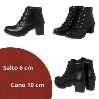 Bota Preta Feminina Coturno Feminino Tratorado Bota Coturno Feminino Coturno de Salto Ref. 20/111