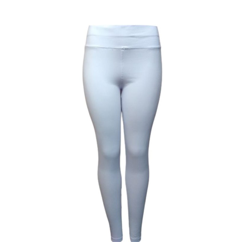 Calça Legging Poliamida Branca com Elástico Frisos