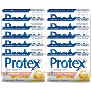 Kit Sabonete em Barra Protex Nutri Protect Vitamina E 85g com 12 unidades em Oferta na Shopee