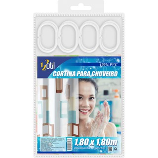 Cortina Box Para Chuveiro 100% PVC com 12 ganchos 1,80x1,80M