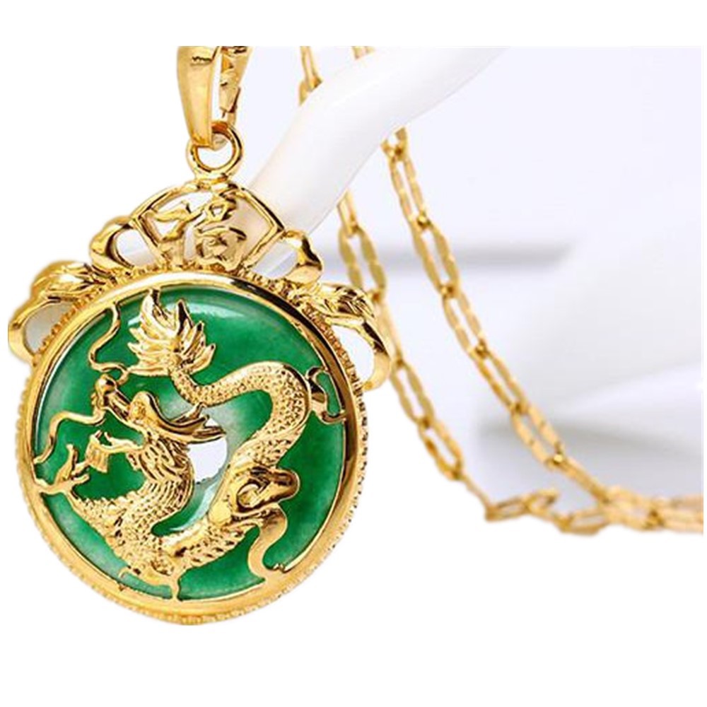 Colar Com Pingente De Dragão De Jade Verde Em Ouro Chinês | Shopee Brasil