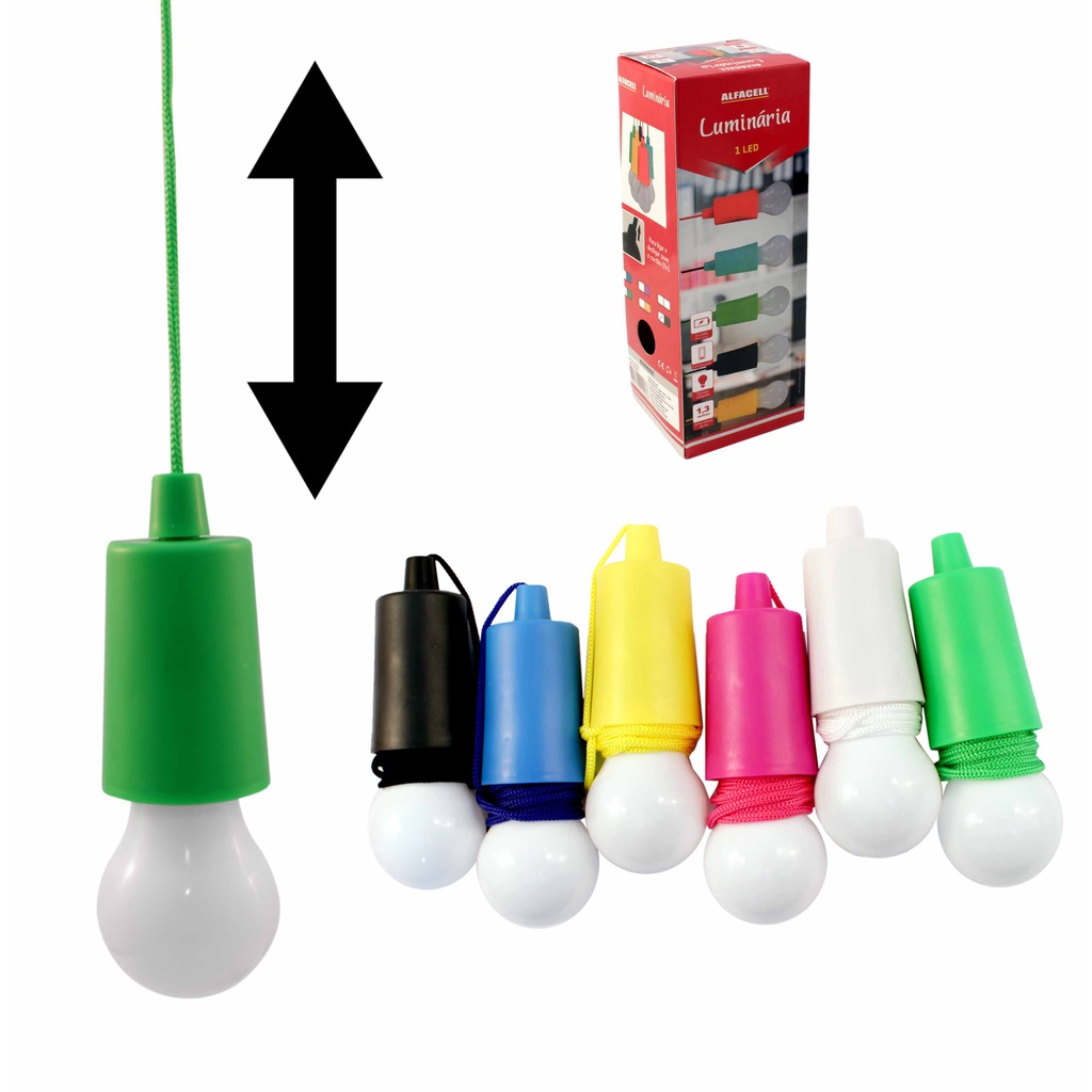 Lâmpada Portátil Led Criativa Pendurar Pilha Colorida Cordão