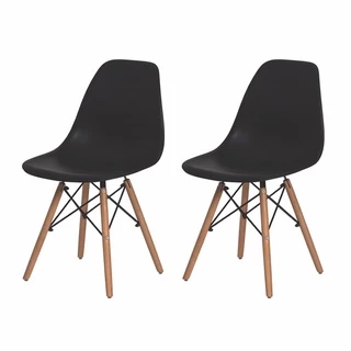 Kit 2 Cadeiras Para Mesa De Jantar Charles Eames Eiffel Madeira DSW Preta